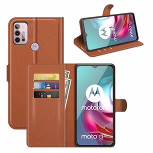 Motorola Moto G30 / G20 / G10 hoesje, MobyDefend Kunstleren Wallet Book Case, Bruin