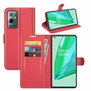 OnePlus 9 Pro hoesje, MobyDefend Kunstleren Wallet Book Case, Rood