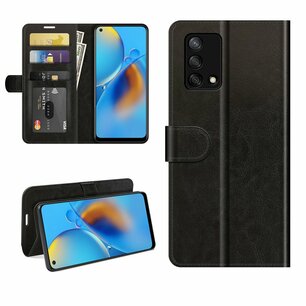 Oppo A74 4G hoesje, MobyDefend Wallet Book Case (Sluiting Achterkant), Zwart