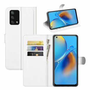 Oppo A74 4G hoesje, MobyDefend Kunstleren Wallet Book Case, Wit