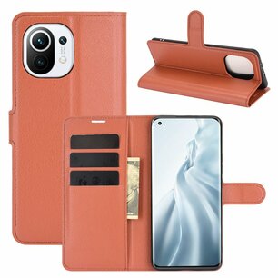 Xiaomi Mi 11 Hoesje - MobyDefend Kunstleren Wallet Book Case (Sluiting Voorkant) - Bruin