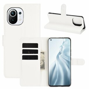 Xiaomi Mi 11 hoesje, MobyDefend Kunstleren Wallet Book Case, Wit