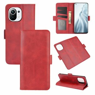 Xiaomi Mi 11 hoesje, MobyDefend Luxe Wallet Book Case (Sluiting Zijkant), Rood