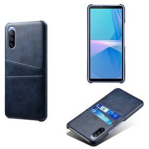 Sony Xperia 10 III hoesje, MobyDefend Lederen Backcover Met Vakjes Voor Pasjes, Blauw