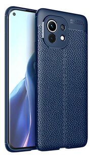 Xiaomi Mi 11 hoesje, MobyDefend TPU Gelcase, Lederlook, Navy blauw