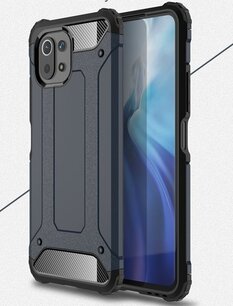Xiaomi Mi 11 Lite hoesje, MobyDefend Dubbelgelaagde Shockproof Pantsercase, Navy blauw
