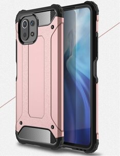 Xiaomi Mi 11 Lite hoesje, MobyDefend Dubbelgelaagde Shockproof Pantsercase, Roségoud