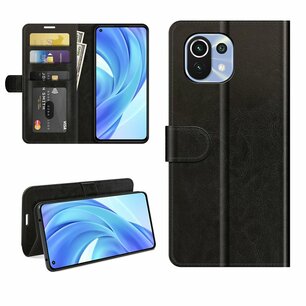 Xiaomi Mi 11 Lite hoesje, MobyDefend Wallet Book Case (Sluiting Achterkant), Zwart