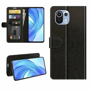 Xiaomi Mi 11 Lite hoesje, MobyDefend Wallet Book Case (Sluiting Achterkant), Zwart