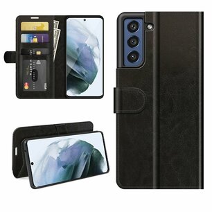 Samsung Galaxy S21 FE hoesje, MobyDefend Wallet Book Case (Sluiting Achterkant), Zwart