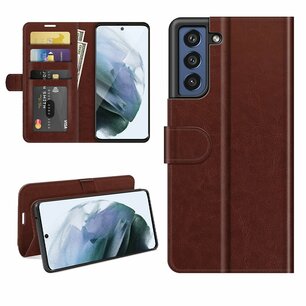 Samsung Galaxy S21 FE hoesje, MobyDefend Wallet Book Case (Sluiting Achterkant), Bruin