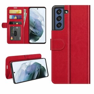 Samsung Galaxy S21 FE hoesje, MobyDefend Wallet Book Case (Sluiting Achterkant), Rood