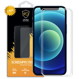 2-Pack iPhone 12 / iPhone 12 Pro Screenprotectors, MobyDefend Case-Friendly Gehard Glas Screensavers