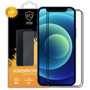 2-Pack iPhone 12 / iPhone 12 Pro Screenprotectors, MobyDefend gehard glas screensavers, Zwarte randen