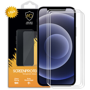 3-Pack iPhone 12 Mini Screenprotectors, MobyDefend Case-Friendly Gehard Glas Screensavers