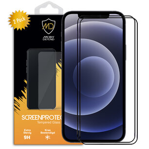 2-Pack iPhone 12 Mini Screenprotectors, MobyDefend gehard glas screensavers, Zwarte randen