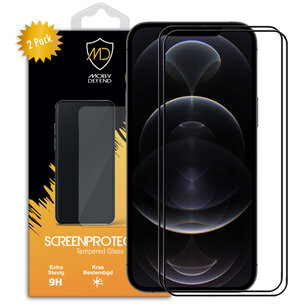 2-Pack iPhone 12 Pro Max Screenprotectors - MobyDefend Screensavers Met Zwarte Randen - Gehard Glas