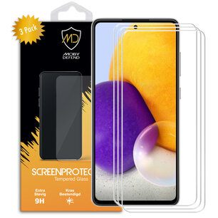 3-Pack Samsung Galaxy A72 Screenprotectors - MobyDefend Case-Friendly Screensavers - Gehard Glas