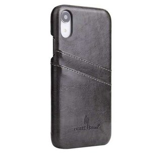 Apple iPhone XR hoesje, PU lederen hardcase met kaarthouder, zwart