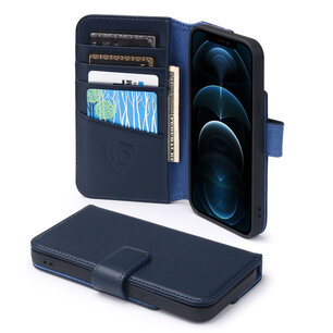 iPhone 12 / iPhone 12 Pro Hoesje, Luxe MobyDefend Wallet Bookcase, Blauw