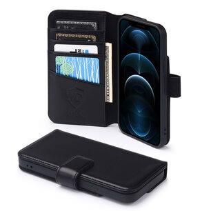 iPhone 12 / iPhone 12 Pro Hoesje, Luxe MobyDefend Wallet Bookcase, Zwart