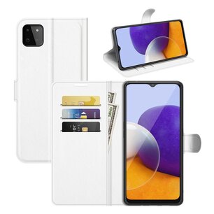 Samsung Galaxy A22 (5G) hoesje, MobyDefend Kunstleren Wallet Book Case, Wit