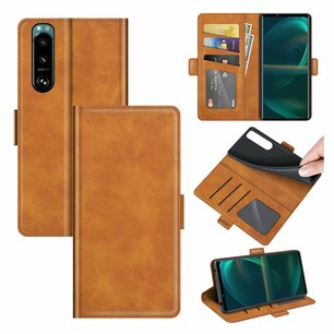 Sony Xperia 5 III hoesje, MobyDefend Luxe Wallet Book Case (Sluiting Zijkant), Lichtbruin