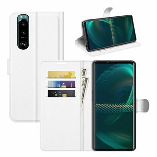 Sony Xperia 5 III hoesje, MobyDefend Kunstleren Wallet Book Case, Wit