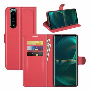 Sony Xperia 5 III hoesje, MobyDefend Kunstleren Wallet Book Case, Rood