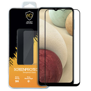 Samsung Galaxy A12 / M12 screenprotector, MobyDefend gehard glas screensaver, Zwarte randen