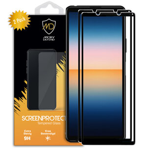 2-Pack Sony Xperia 10 III Screenprotectors, MobyDefend gehard glas screensavers, Zwarte randen