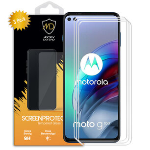 3-Pack Motorola Moto G100 Screenprotectors, MobyDefend Case-Friendly Gehard Glas Screensavers