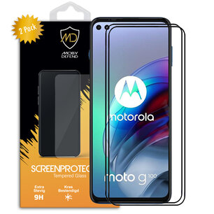 2-Pack Motorola Moto G100 Screenprotectors, MobyDefend gehard glas screensavers, Zwarte randen