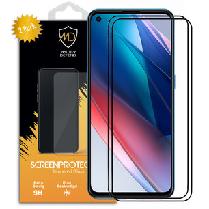 2-Pack Oppo Find X3 Lite Screenprotectors, MobyDefend Gehard Glas Screensavers, Zwarte Randen