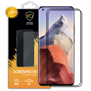 2-Pack Xiaomi Mi 11 Ultra Screenprotectors, MobyDefend Gehard Glas Screensavers, Zwarte Randen