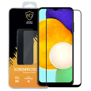 Samsung Galaxy A03s Screenprotector, MobyDefend Gehard Glas Screensaver, Zwarte Randen