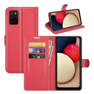 Samsung Galaxy A03s Hoesje, MobyDefend Kunstleren Wallet Book Case, Rood