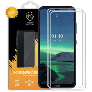 3-Pack Nokia 1.4 Screenprotectors, MobyDefend Case-Friendly Gehard Glas Screensavers