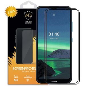 2-Pack Nokia 1.4 Screenprotectors, MobyDefend Gehard Glas Screensavers, Zwarte Randen