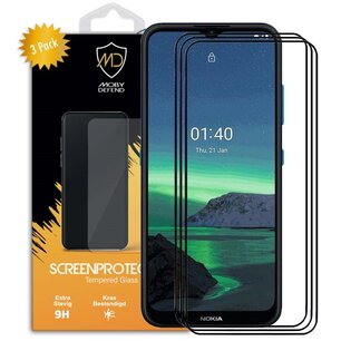 3-Pack Nokia 1.4 Screenprotectors, MobyDefend Gehard Glas Screensavers, Zwarte Randen