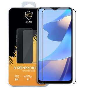 Oppo A16 / A16s / A54s Screenprotector, MobyDefend Gehard Glas Screensaver, Zwarte Randen