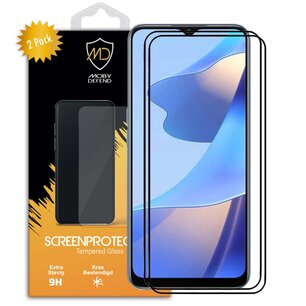 2-Pack Oppo A16 / A16s / A54s Screenprotectors, MobyDefend Gehard Glas Screensavers, Zwarte Randen