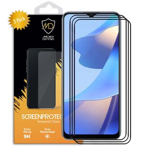 3-Pack Oppo A16 / A16s / A54s Screenprotectors, MobyDefend Gehard Glas Screensavers, Zwarte Randen