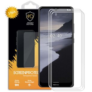 3-Pack Nokia 2.4 Screenprotectors, MobyDefend Case-Friendly Gehard Glas Screensavers