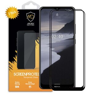 2-Pack Nokia 2.4 Screenprotectors, MobyDefend Gehard Glas Screensavers, Zwarte Randen