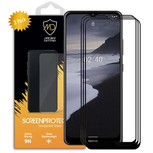 3-Pack Nokia 2.4 Screenprotectors, MobyDefend Gehard Glas Screensavers, Zwarte Randen