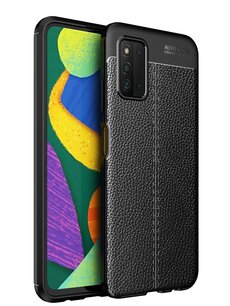Samsung Galaxy A03s Hoesje, MobyDefend TPU Gelcase, Lederlook, Zwart