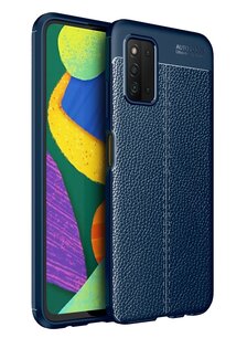 Samsung Galaxy A03s Hoesje, MobyDefend TPU Gelcase, Lederlook, Navy Blauw