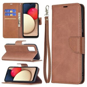 Samsung Galaxy A03s Hoesje, MobyDefend Wallet Book Case Met Koord, Bruin
