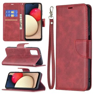 Samsung Galaxy A03s Hoesje, MobyDefend Wallet Book Case Met Koord, Rood